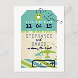 Save The Date Balise de bagage Airmail Destination Mariage Date
