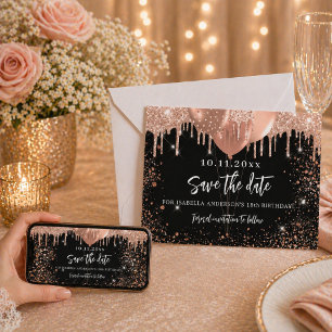 Save The Date Ballons anniversaire rose gold noir fête
