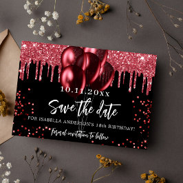 Save The Date Ballons rouges noirs parties scintillant fête d'an