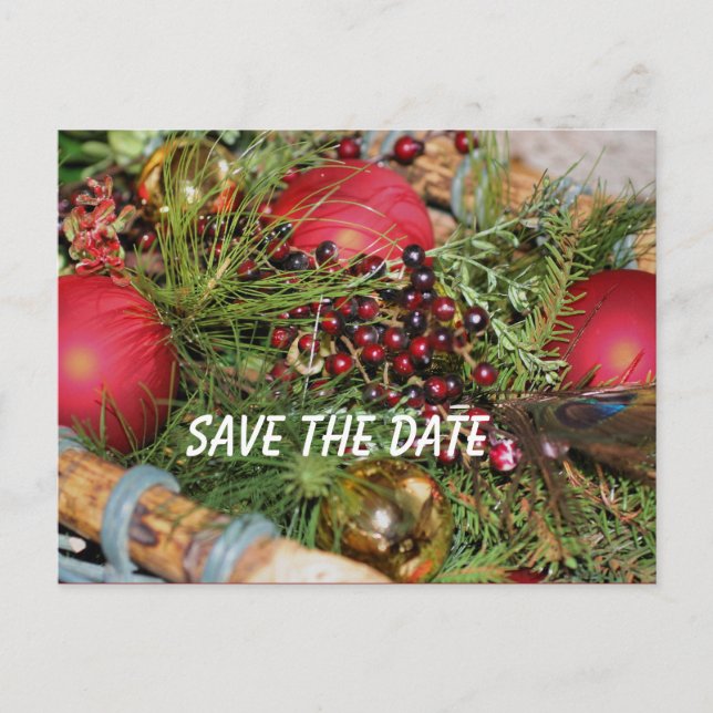 Save the Date Balls Beads Grüntöne Urlaub Postkart Ankündigungspostkarte (Vorderseite)