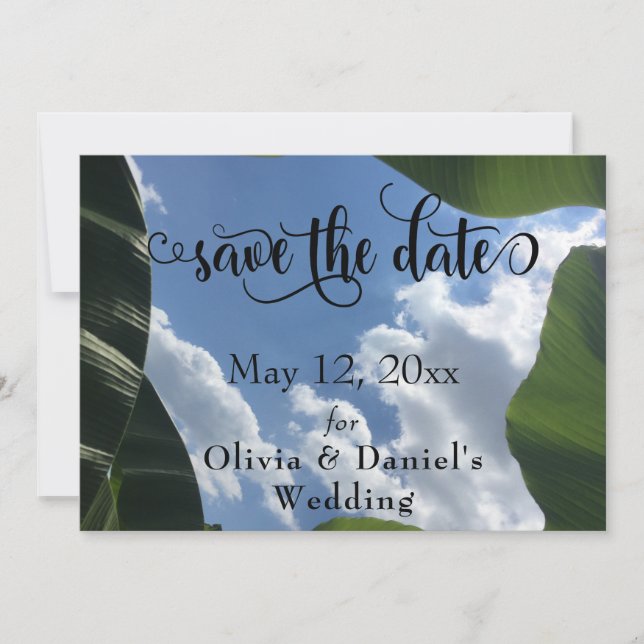Save The Date Banana Leaf encadré Sky Tropical Enregistrer la da (Devant)