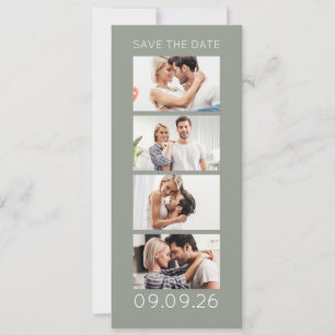 Save The Date Bande de 4 photos QR Photobooth Mariage Sage