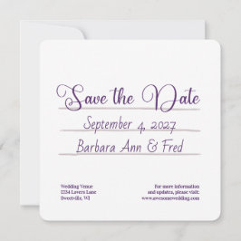 Save The Date Bande de cassette pour violet rétro, Carré