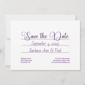 Save The Date Bande de cassette Retro Violet Vibes Enregistrer l