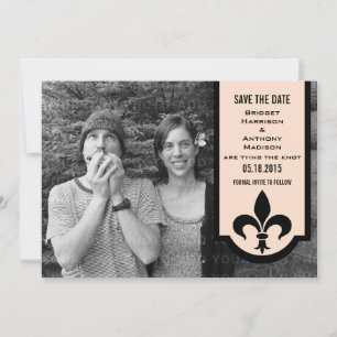 Save The Date Bannière Linen Fleur De Lis Sauvegarder la date In