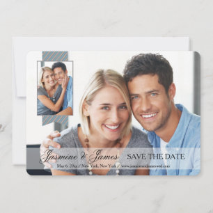Save The Date Bannière opaque double photo Enregistrer la date