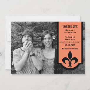 Save The Date Bannière Orange Fleur De Lis Enregistrer la date I