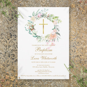Save The Date Baptême Christening Floral Aquarelle Garland