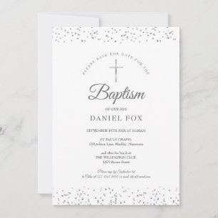 Save The Date Baptême Poussière d'Étoiles d'Argent