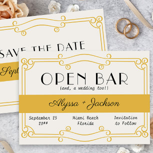 Save The Date Bar ouvert Art Déco ocre jaune et gris