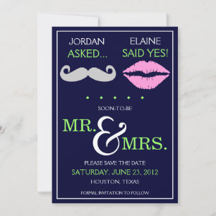 Save The Date Barbe Moderne Lèvres M. & Mme. Sauvegarder la Date