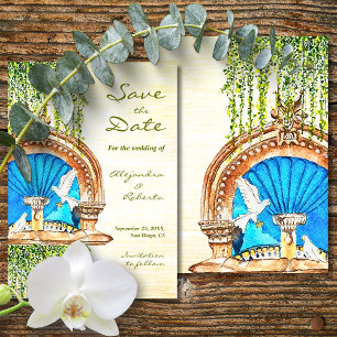 Save The Date Baroque bleu mariage mexicain Arch