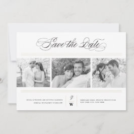 Save The Date Bars Classiques Monogramme Moderne 3 Mariage Multi