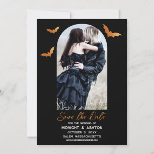 Save The Date Bats Arc Photo Halloween Mariage Enregistrer La Da