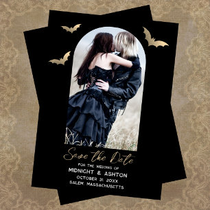 Save The Date Bats Photo Halloween Mariage Enregistrer La Date
