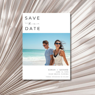 Save The Date Beach Destination Elegant Photo Wedding