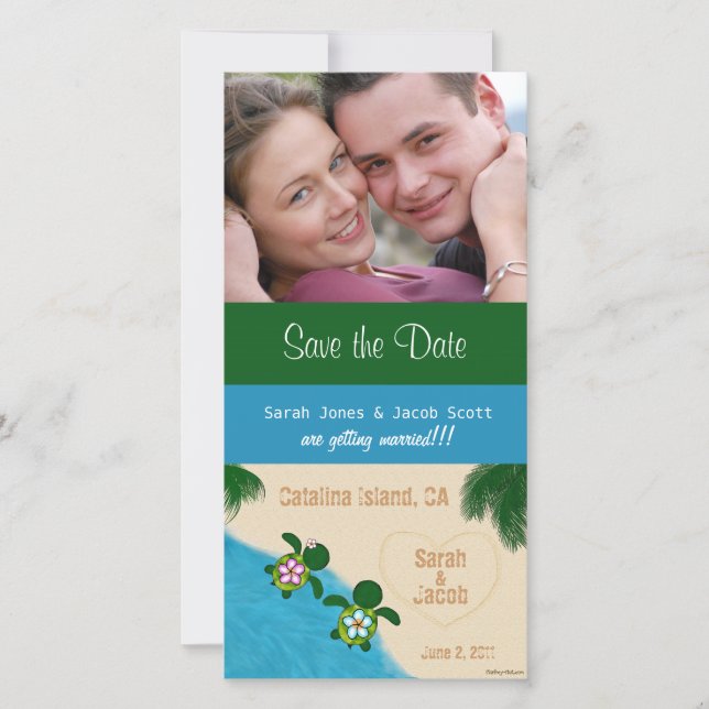 Save the Date Beach Honu (Schildkröte) Fotokarte (Vorderseite)