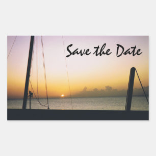Save the Date/Beach Island Wedding Rechteckiger Aufkleber