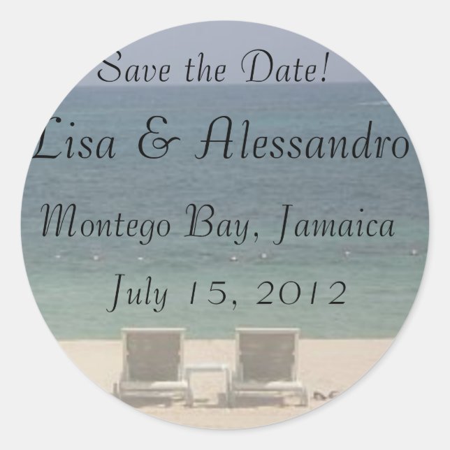 Save the Date Beach Ocean Sand Runder Aufkleber (Vorderseite)
