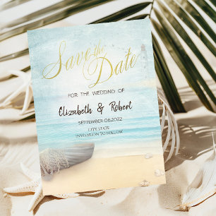 Save The Date Beach Sand Boat Phare Enregistrer La Date