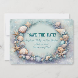 Save the Date Beach Seashells Coastal Themed Einladung