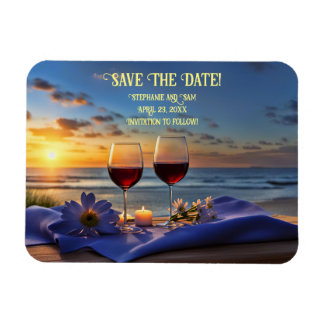 Save the Date Beach und Wine Sunset Magnet