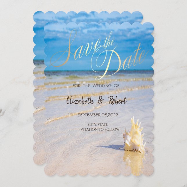 Save The Date Beach Vave Le Coquillage La Date (Devant / Derrière)