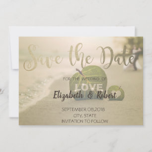 Save The Date Beach Wedding Couple, Amour Économisez La Date