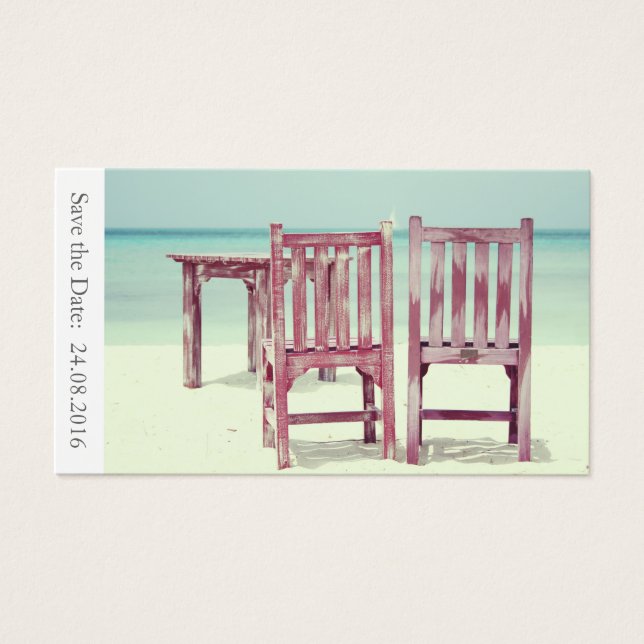 Save the Date Beach Wedding - Visitenkarte (Vorderseite)