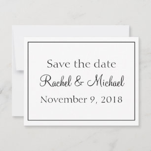Save The Date Beau blanc et noir Enregistrer la date