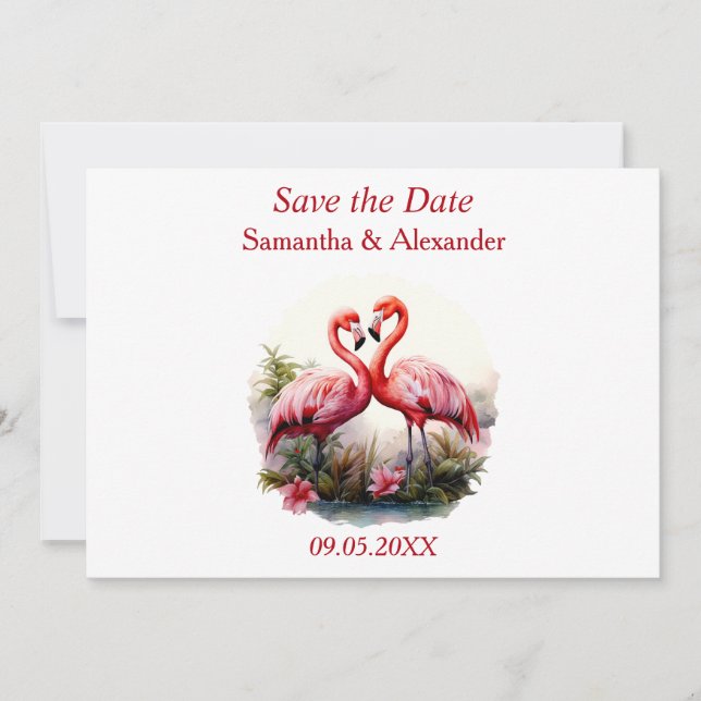 Save The Date Beau Flamant rose Enregistrer la date (Devant)