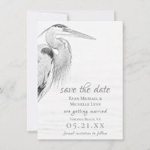 Save The Date Beau Mariage de croquis d'oiseaux d'eau de Héron b