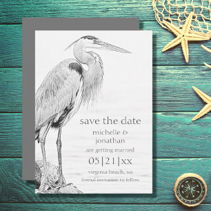 Save The Date Beau Mariage de croquis d'oiseaux d'eau de Héron b