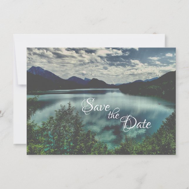 Save The Date Beau Mariage de Réflexions de Mountain Lake (Devant)
