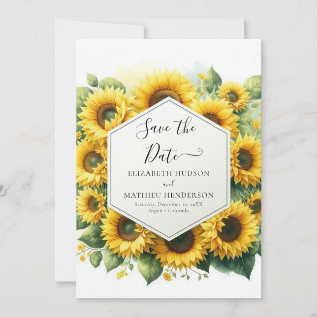 Save The Date Beau Mariage de tournesol numérique (Devant)