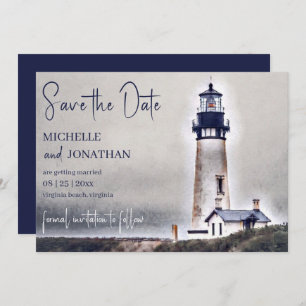 Save The Date Beau phare Nautical Beach Mariage