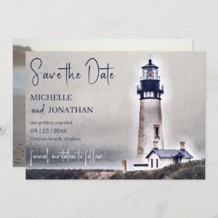 Save The Date Beau phare Nautical Beach Mariage photo