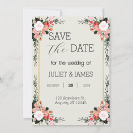 Save The Date beau rose et blanc Blush Floral