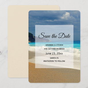 Save The Date Beau Turquoise Mer Mariage Photo Tropical
