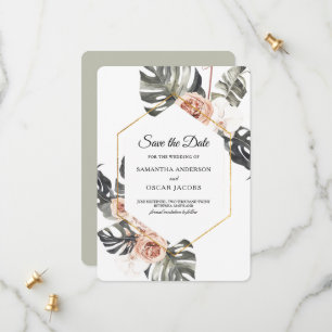 Save The Date Beauté Fleurs Aquarelle Rose Moderne & Gouttes D'O