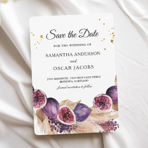 Save The Date Beauté Moderne Figues Violettes & Pampas & Gouttes