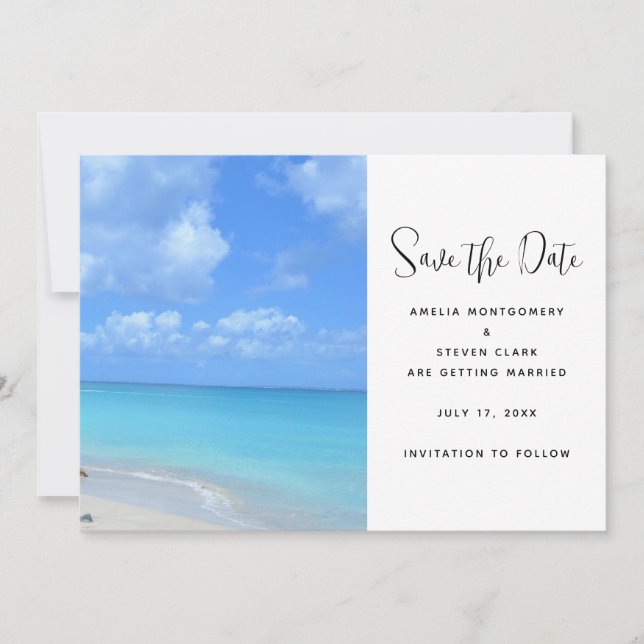 Save The Date Beautiful Turquoise Tropical Beach Wedding (Devant)