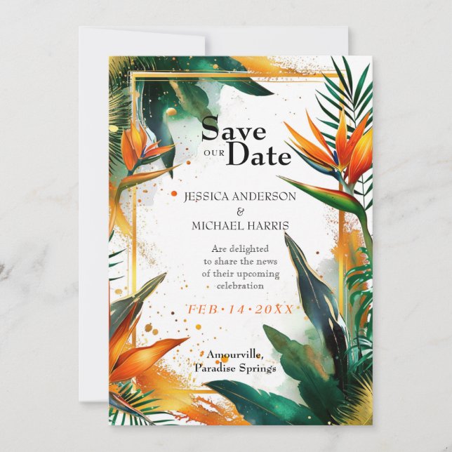 Save The Date Beaux oiseaux de Paradise Bliss (Devant)