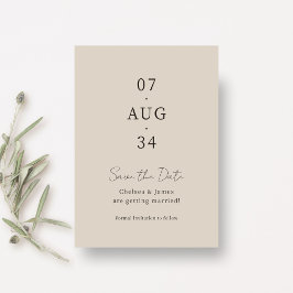 Save The Date Beige | Chic Mariage Minimaliste Enregistrez la Da