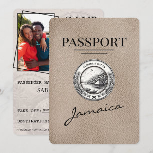 Save The Date Beige Jamaïque Passeport Enregistrer La Date