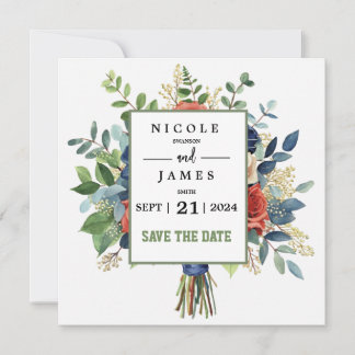 Save The Date Belle aquarelle Bouquet floral