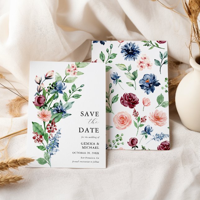 Save The Date Belle aquarelle Floral & Mariage de verdure (Créateur téléchargé)