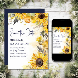 Save The Date Belle aquarelle Mariage floral de tournesol