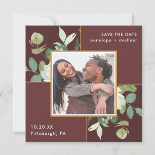 Save The Date Belle Bourgogne avec Mariage photo vert