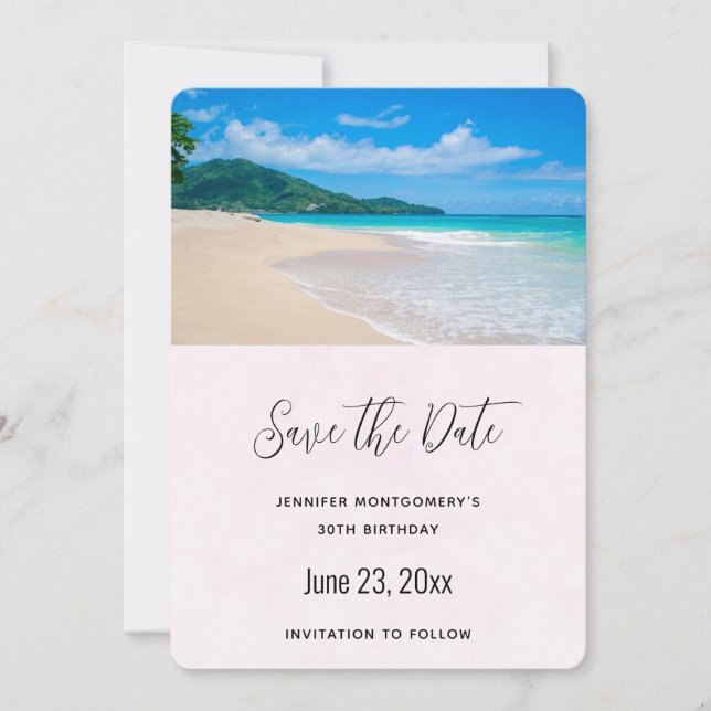 Save The Date Belle Destination Tropicale Plage Pittoresque (Devant)